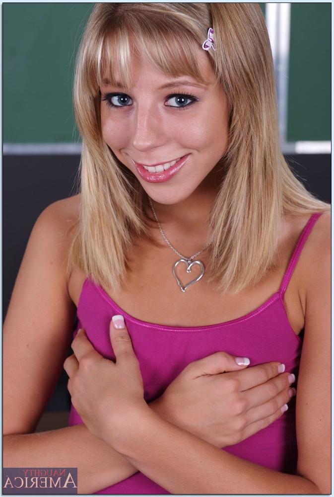 16P Adorable coed cutie Chastity Lynn showing off lean body in the class