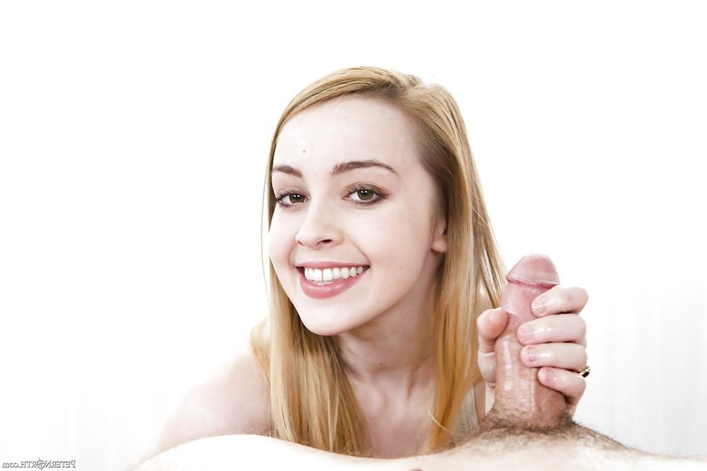 13P Adorable brunette babe Alexia Gold giving a cock a nice tugjob