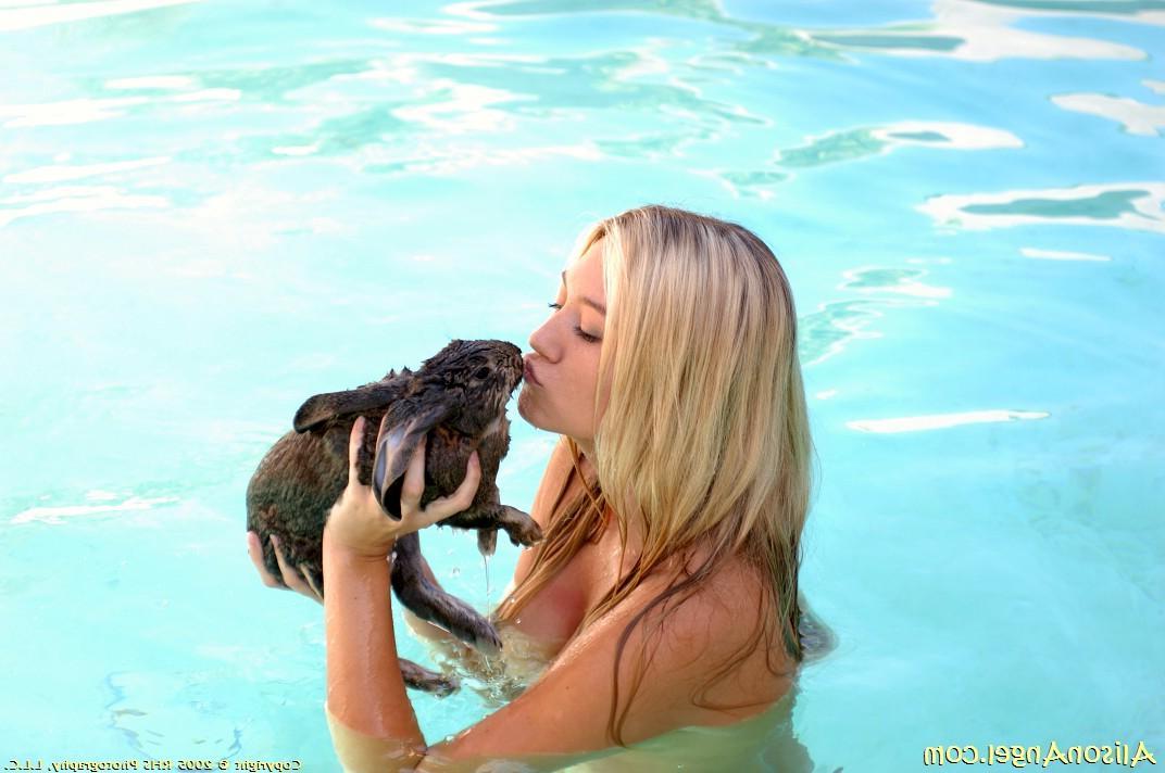 20P Alison Angel plays with a cute bunny wabbit