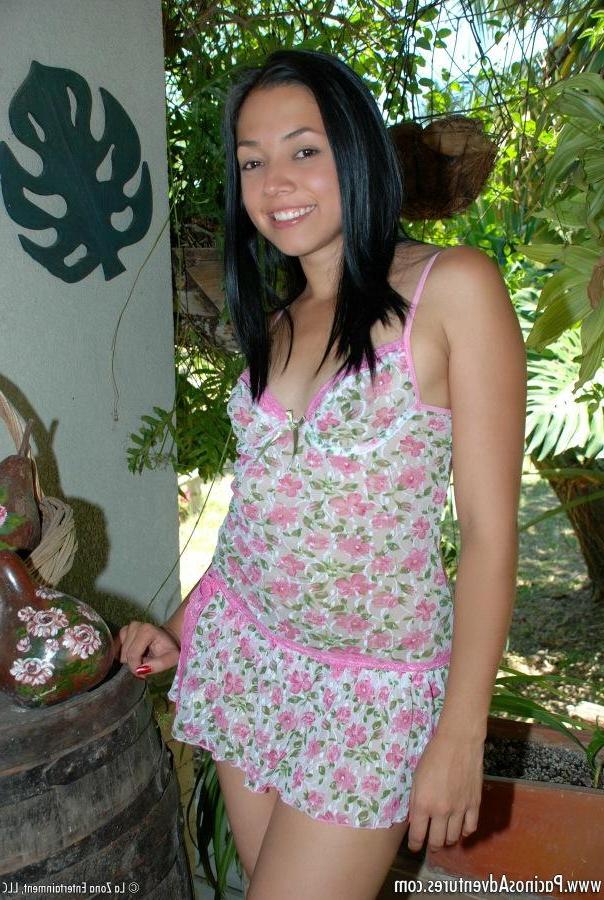 15P Ana Sofia looks sweet in her pink lingerie and really knows how to work a dildo