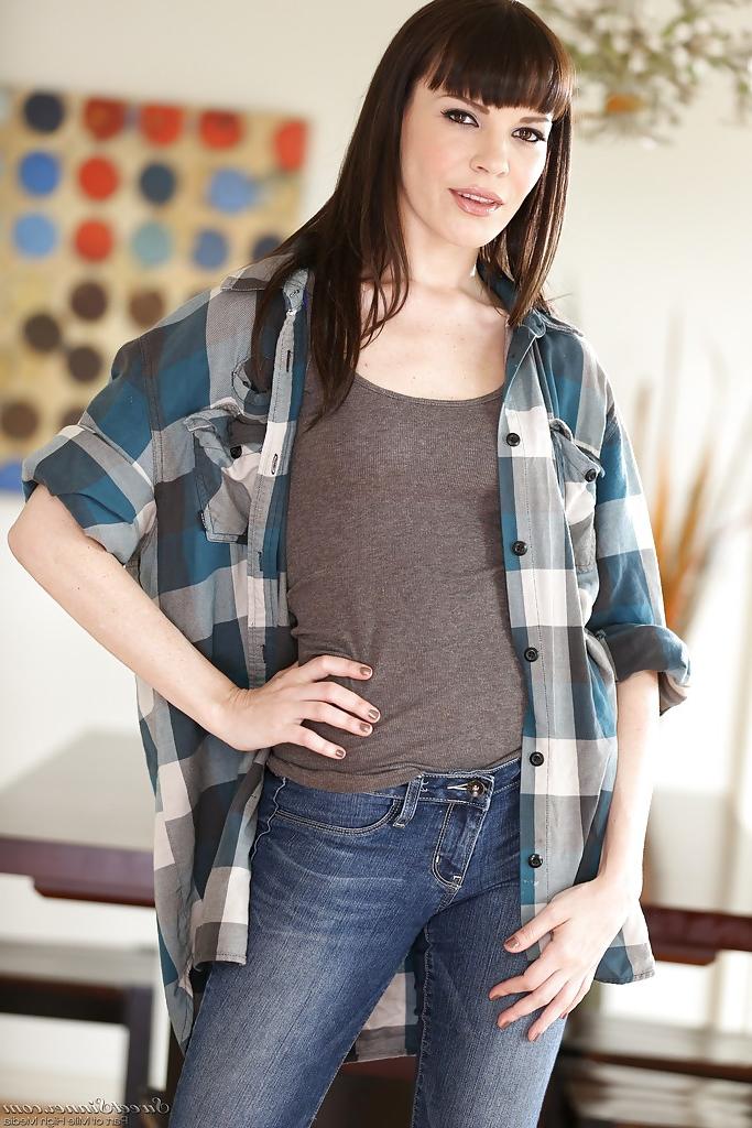 16P Loveable brunette babe Dana DeArmond uncovering her graceful body