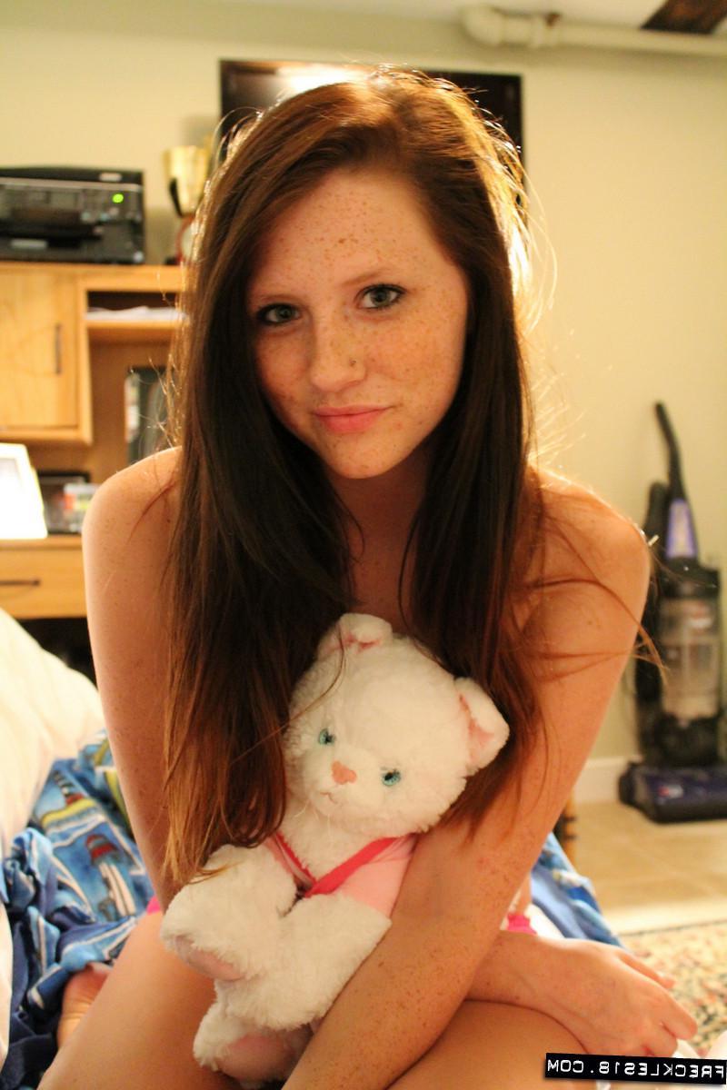12P Adorable teen Freckles 18 gives a hot tease in her see-through panties