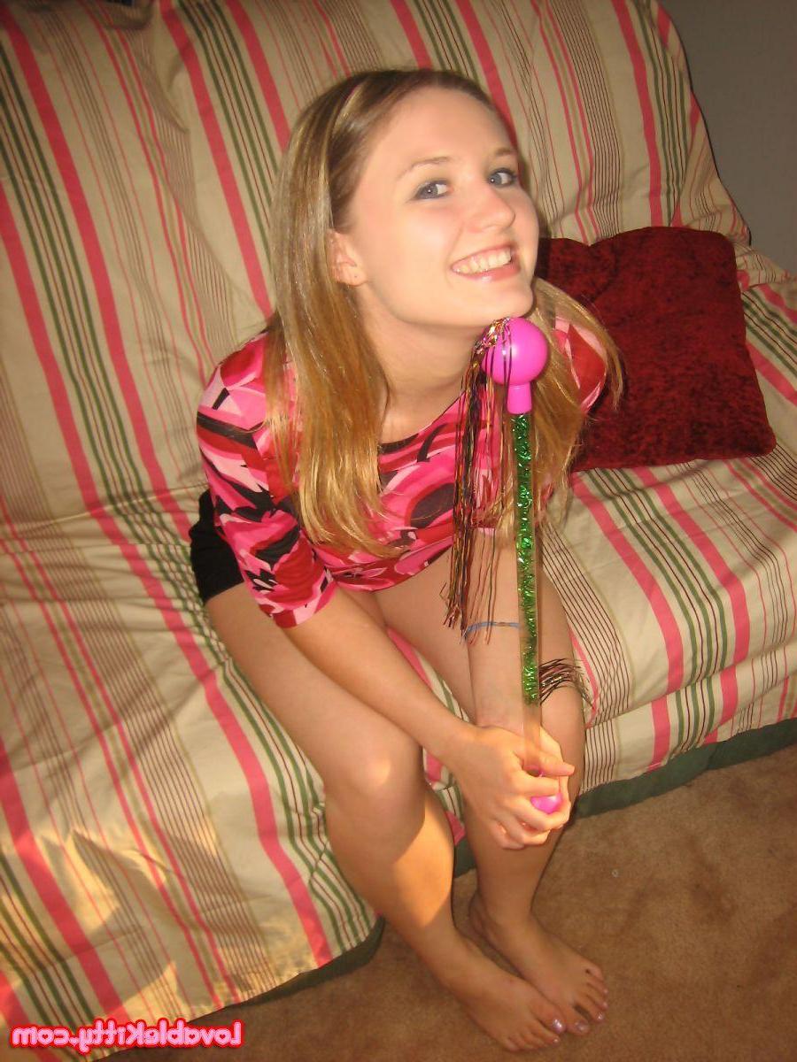 15P Blonde teen Lovable kitty strips naked for you on the couch