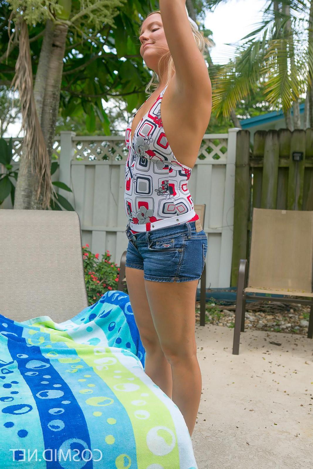 16P Adorable teen Megan Sweetz strips naked outside