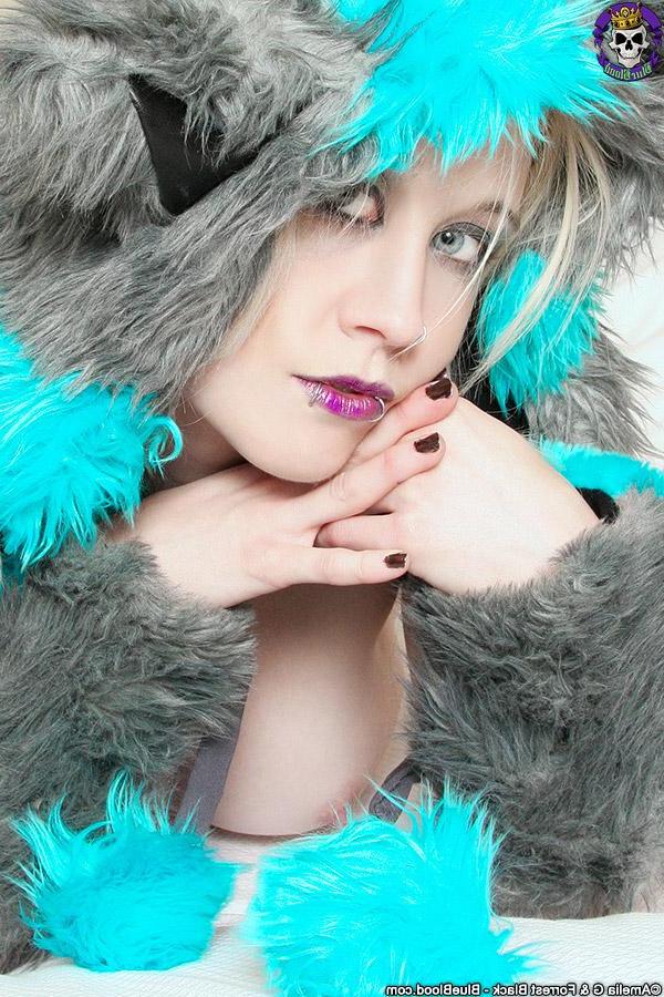 15P Adorable petite raver Kitty Girl Miaa dreses up as a furry for you