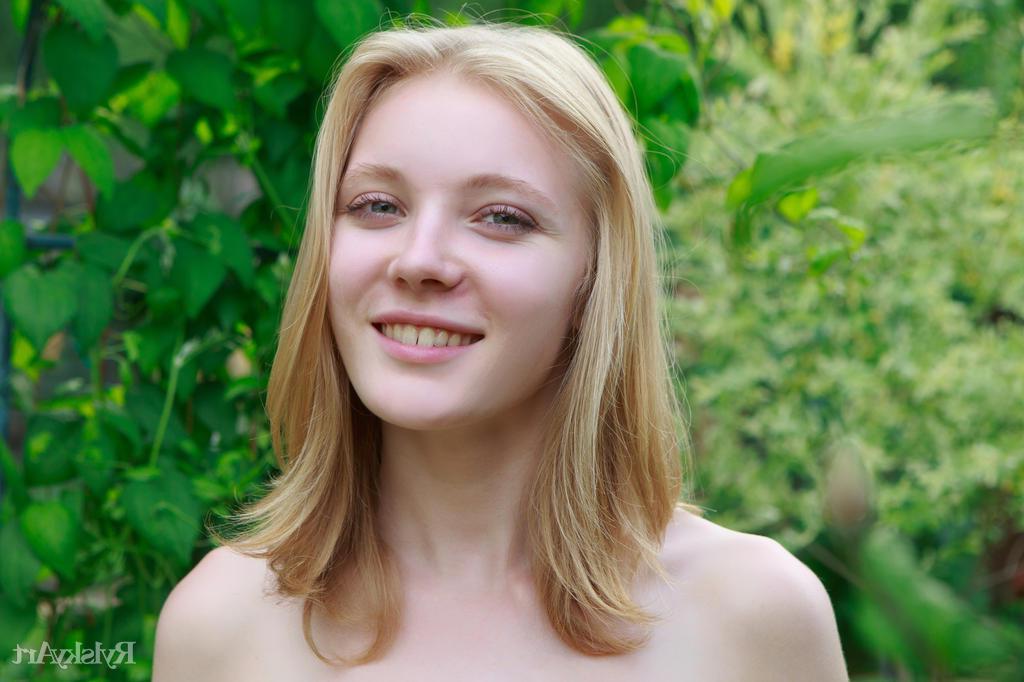 16P Adorable blonde teen Malta displays her perfect naked body outside