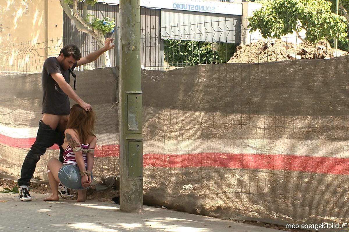 24P Adorable teen is Made to Suck Cock  get Ass Pounded in Public