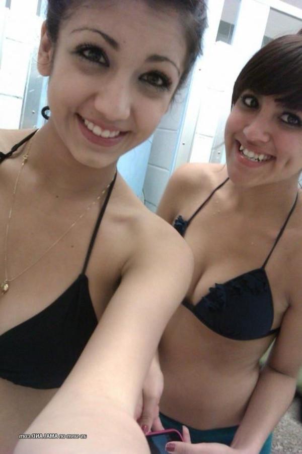 11P Gallery of a lovely brunette teen taking pics with her bff