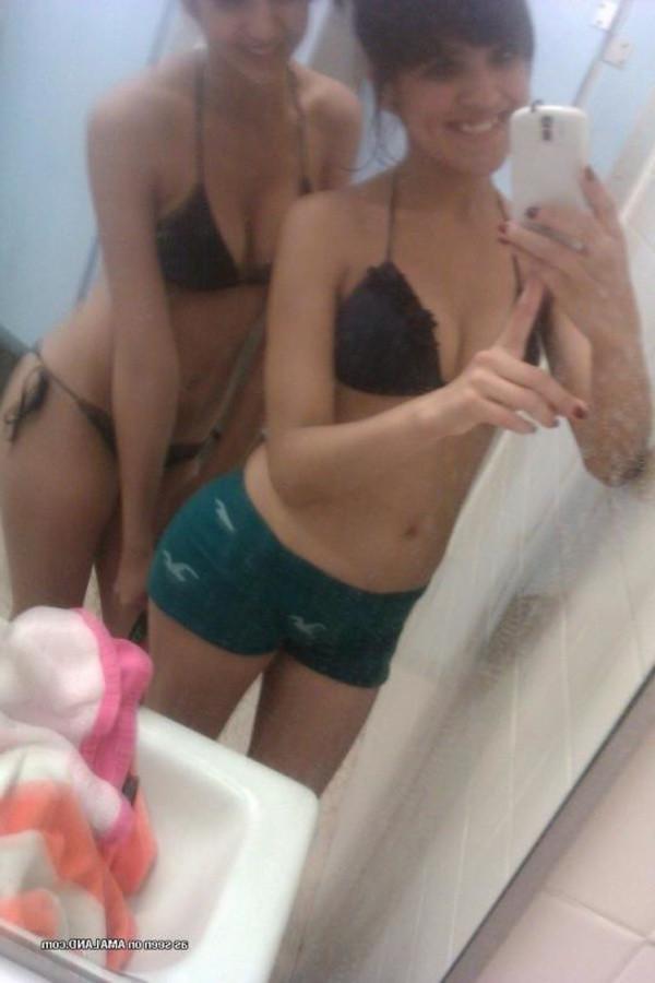 11P Gallery of a lovely brunette teen taking pics with her bff
