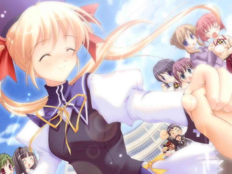 20P Sweet hentai schoolgirls in adorable skirts and stripped panties