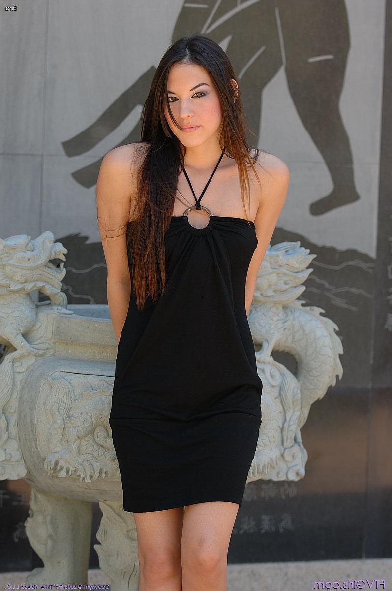 15P A petite brunette teen cutie shows pussy in public