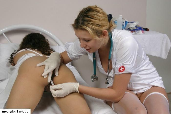 16P Adorable brunette gets gyno checkup and painful injection in the