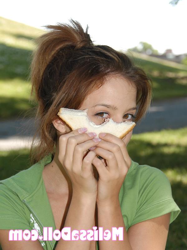 16P sweet little teen posing at a picnic