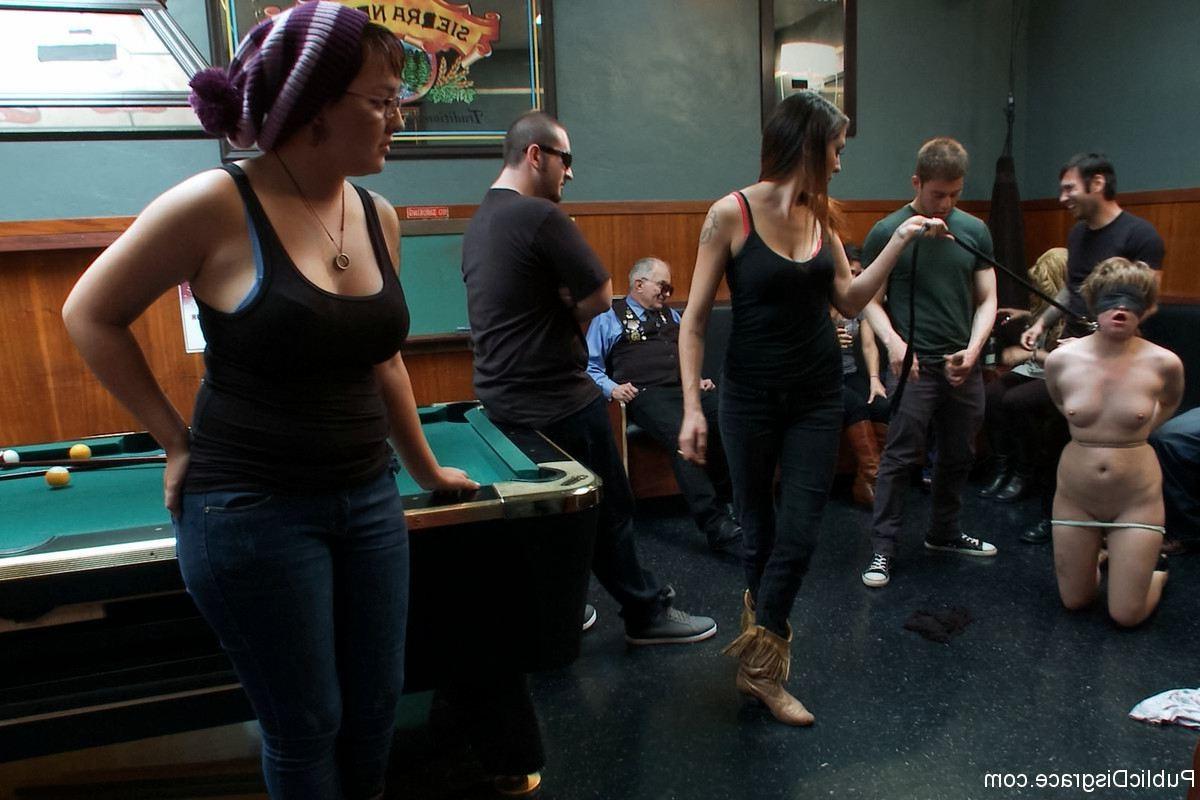 24P Public disgrace  Adorable Blonde is Made to Serve Cock and Customers at Dive Bar