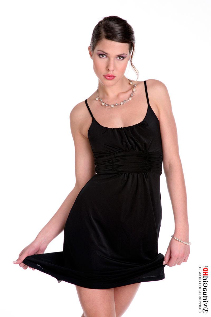 16P Adorable brunette Chiara takes off her black dress