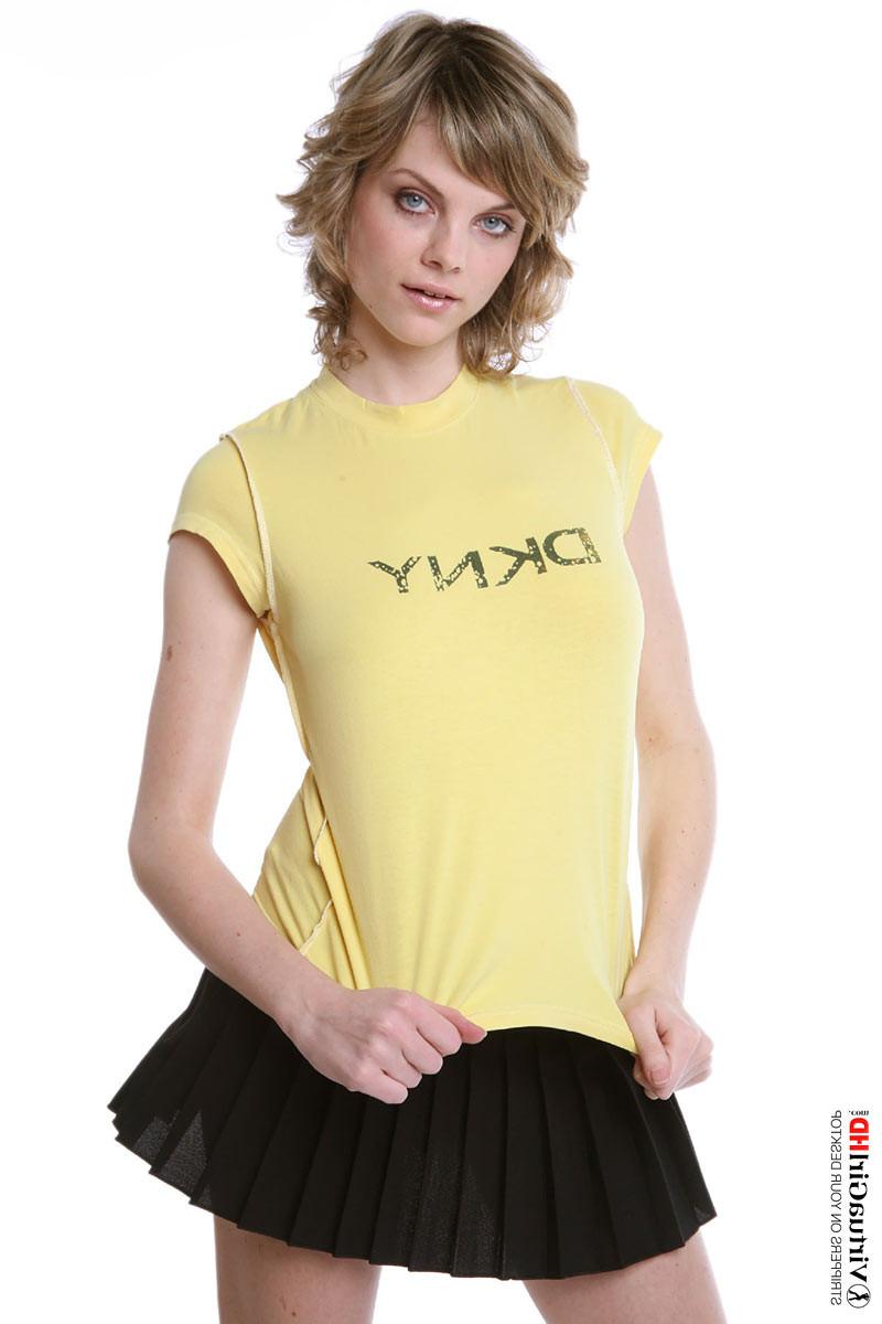 16P Adorable blonde Maggie stripping in a short skirt