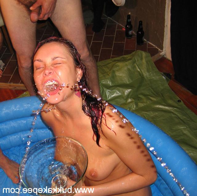 16P Adorable redhead teen eats fresh cum and piss