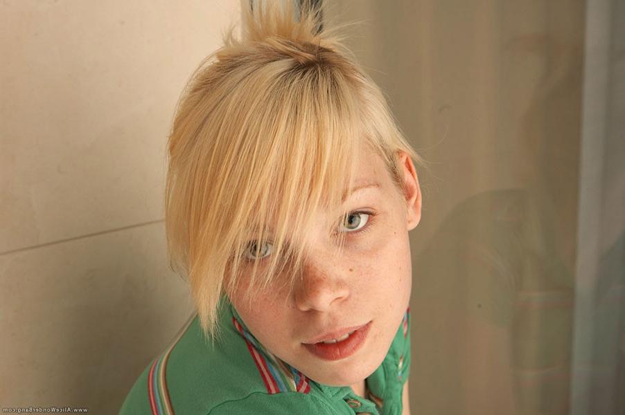 17P Adorable small titted blonde teenie stripping in the bathroom