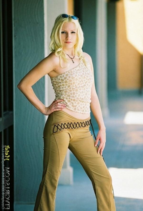 20P Adorable platinum haired teen posing her hairy pussy outdoor