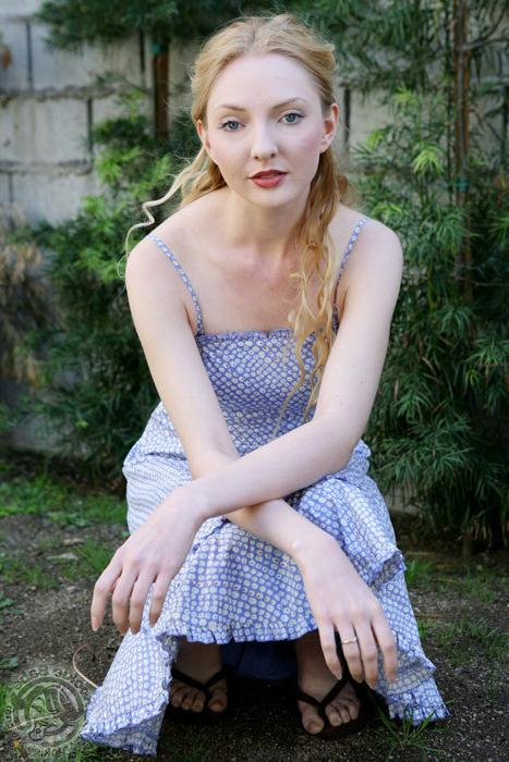 16P Adorable blonde cutie pie shows her tits outdoors