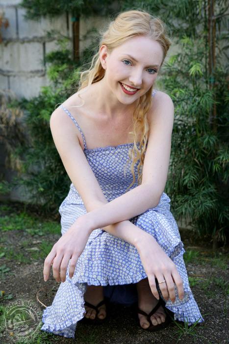16P Adorable blonde cutie pie shows her tits outdoors