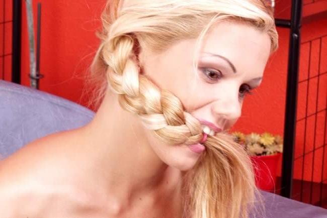 16P Adorable young blonde using a dildo
