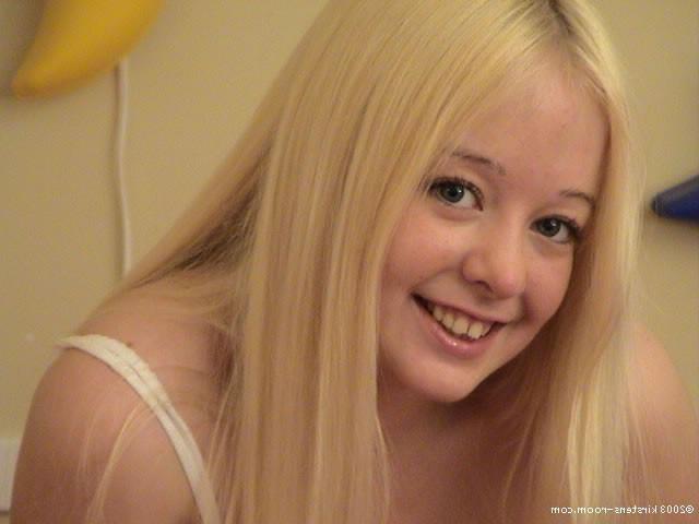 18P Adorable blonde teen stripping down to panties