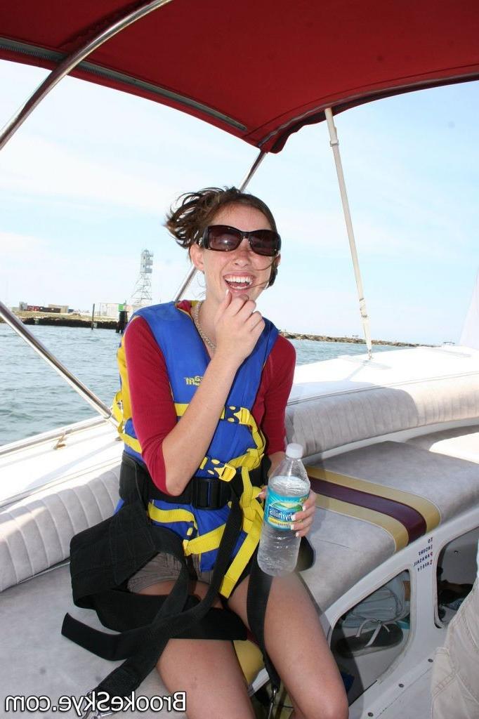 16P Brooke Skye :: Lovely teen flying by parachute and making lesbian love on the bo