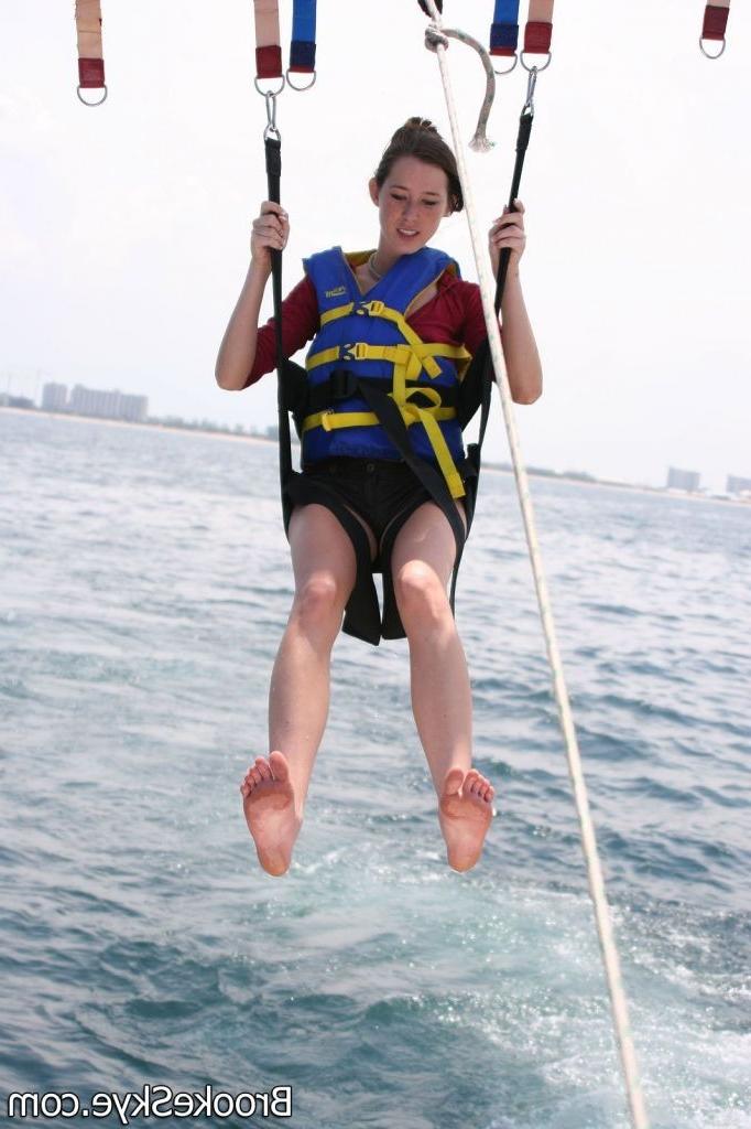 16P Brooke Skye :: Lovely teen flying by parachute and making lesbian love on the bo