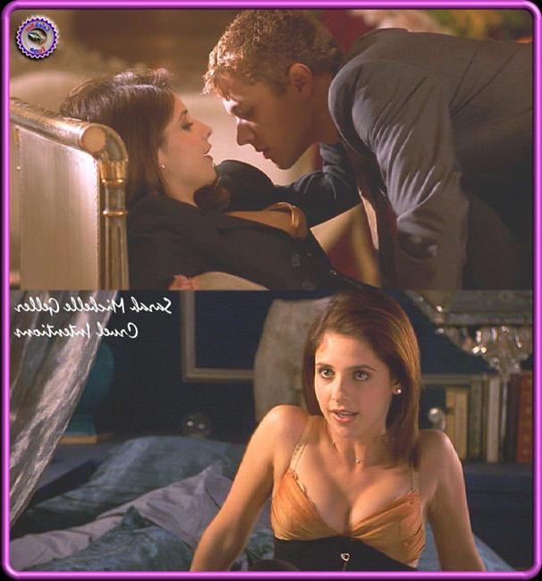 15P Lovely celebrity Sarah Michelle Gellar hot lesbian kiss