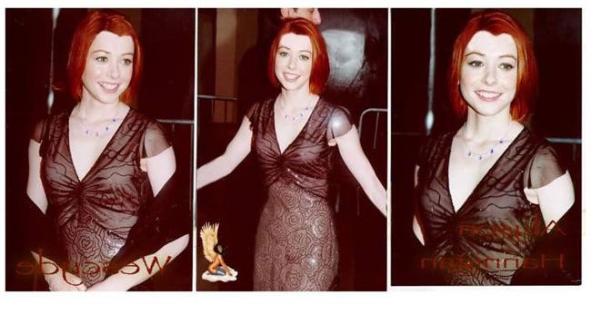 16P Lovely sexy celebrity Alyson Hannigan showing nude tits