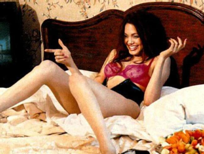 16P Adorable actress Angelina Jolie posing sexy