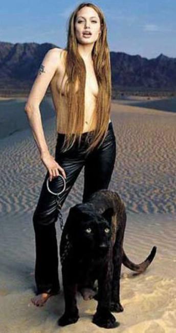 16P Adorable actress Angelina Jolie posing sexy