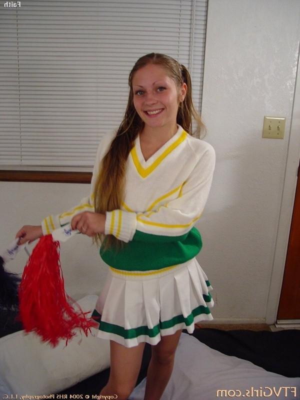 16P Adorable petite cheerleader posing her tits and pussy and ass