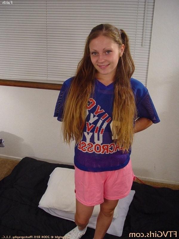 16P Adorable petite cheerleader posing her tits and pussy and ass