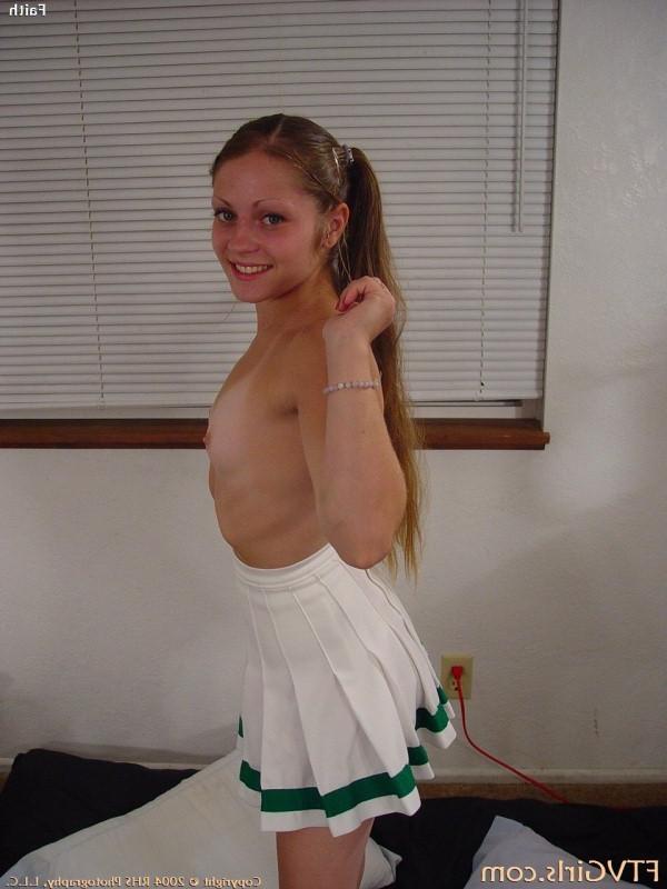 16P Adorable petite cheerleader posing her tits and pussy and ass