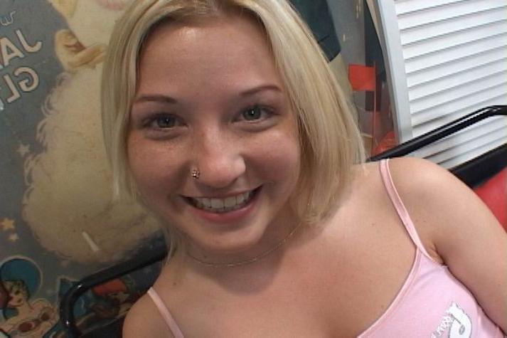 16P Adorable blonde teen strokes hard cock