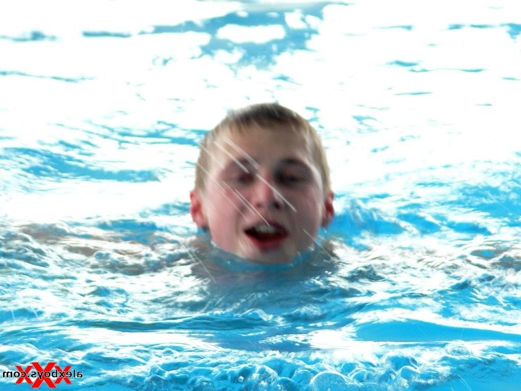 12P Lovely gay twink boy wet pool fun