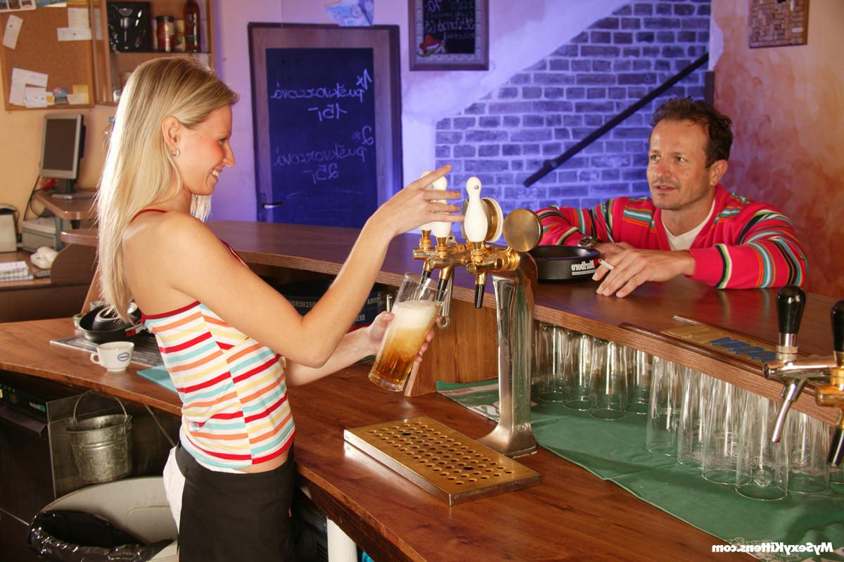 15P Tiny blonde teenage sweetheart gets fucked rough in a bar