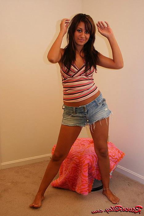 16P Adorable latina nymho undressing her white panties