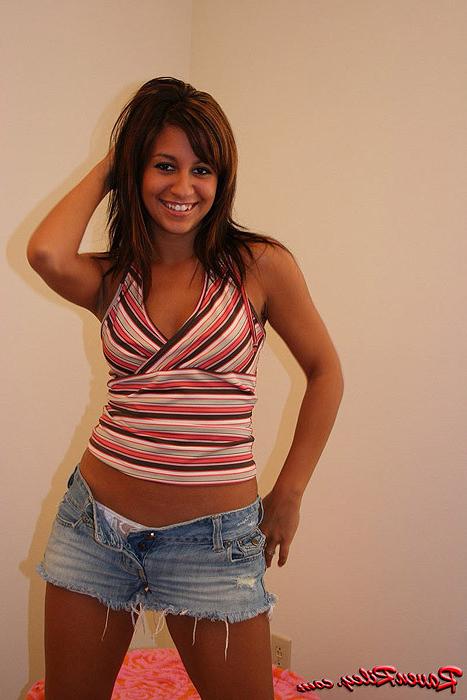 16P Adorable latina nymho undressing her white panties
