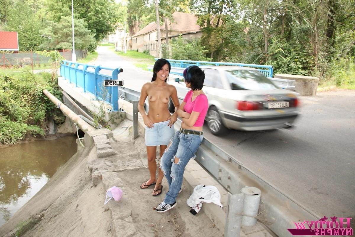 14P Adorable teen girls get naked and dance around in public