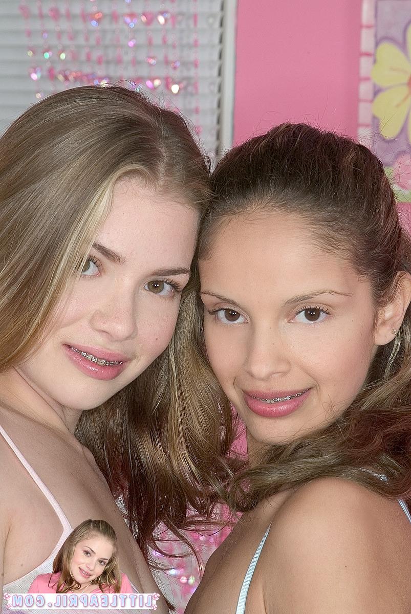 16P Two adorable teens get naked and fondle pussy