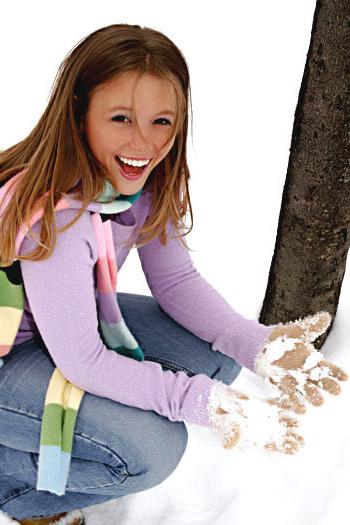 15P Adorable Dawson Miller frolics in the snow