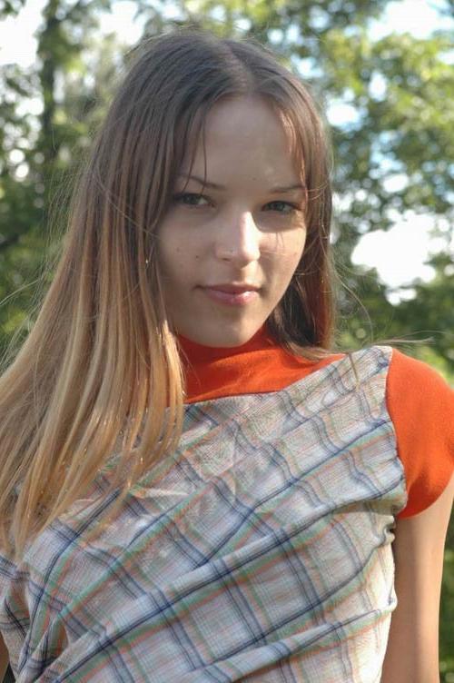 16P Adorable skinny teen model flashing naked outdoors