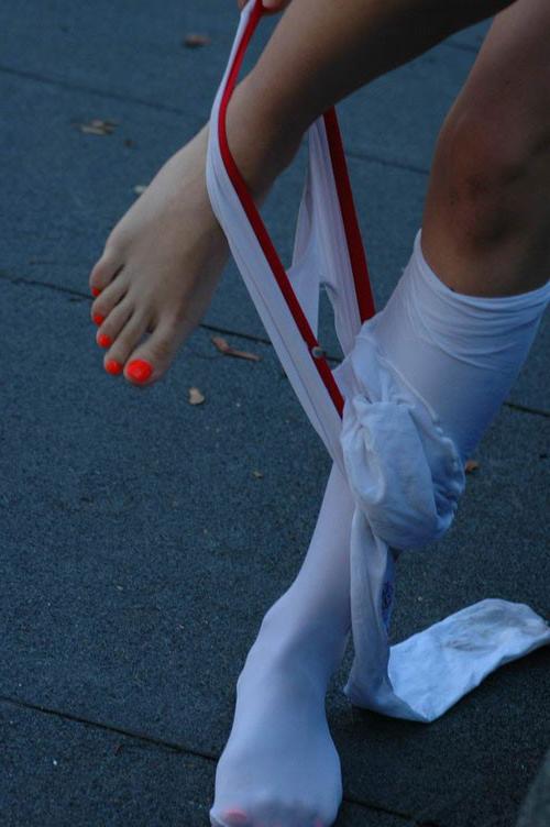 16P Adorable skinny teen model flashing naked outdoors
