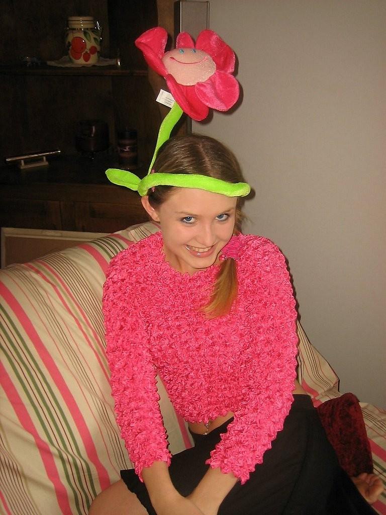 15P Playful blonde teen with tiny tits removes panties