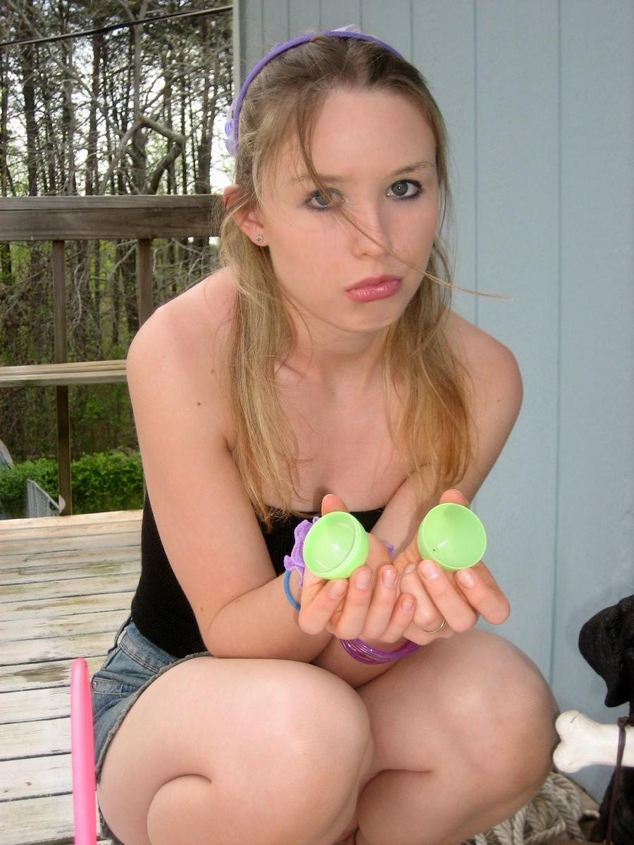 18P Upskirt blonde teenie ready for easter peeks her tits