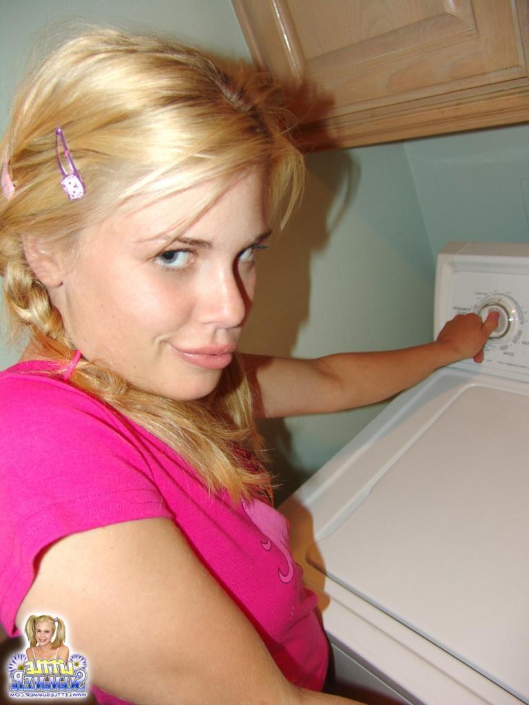 16P An adorable teenie in pink outfit strips down slow