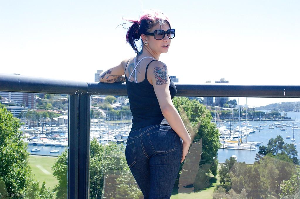 16P Hot babe Joanna Angel shows off her tattooed body in the outdoor scene